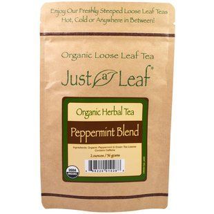 Just a Leaf Organic Tea, Peppermint Blend, Loose Leaf Tea, With Refreshing Green Tea Leaves, 100% Pure, No GMOs, 2 oz (56 g) JAL-01028 фото
