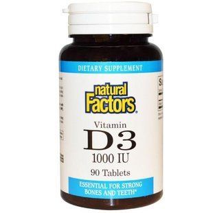 Natural Factors, Витамин D3, 1000 МЕ, 90 таблеток NFS-01050 фото