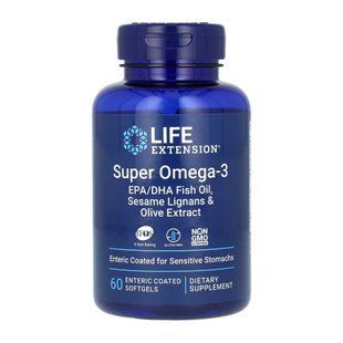 Super Omega-3 EPA/DHA Fish Oil Sesame Lignans & Olive Extract Enteric Coated - 60 softgels 2022-10-1941 фото