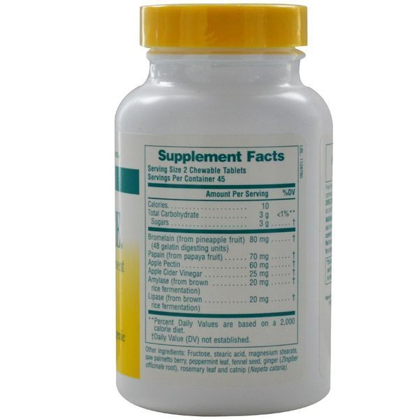 Natures Plus, Ферменты Nutri-Zyme, жевательные таблетки с натуральной мятой, 90 таблеток NAP-04455 фото