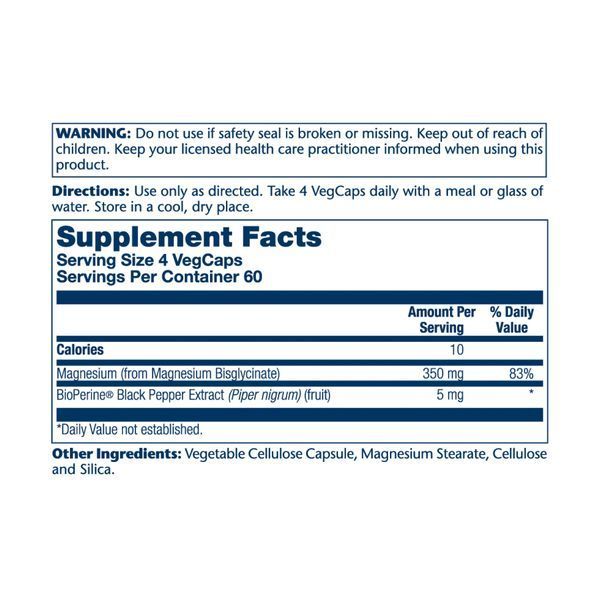 Magnesium Glycinate 350mg - 120 vcaps (Повреждена банка) 2023-10-7948 фото