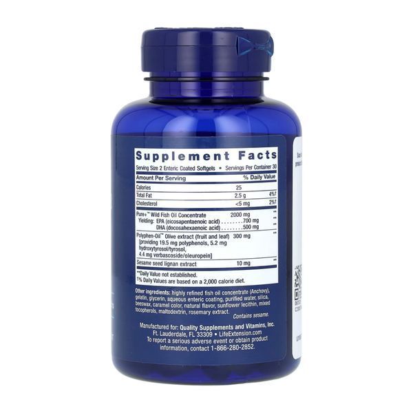 Super Omega-3 EPA/DHA Fish Oil Sesame Lignans & Olive Extract Enteric Coated - 60 softgels 2022-10-1941 фото