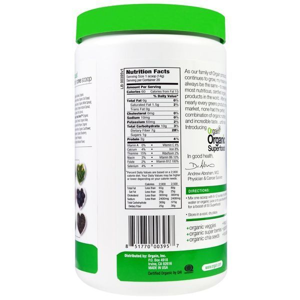 Orgain, Органические суперпродукты, суперпитание все в одном, оригинальный вкус, 0,62 фунта (280 г) OGA-00395 фото