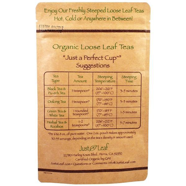 Just a Leaf Organic Tea, Peppermint Blend, Loose Leaf Tea, With Refreshing Green Tea Leaves, 100% Pure, No GMOs, 2 oz (56 g) JAL-01028 фото