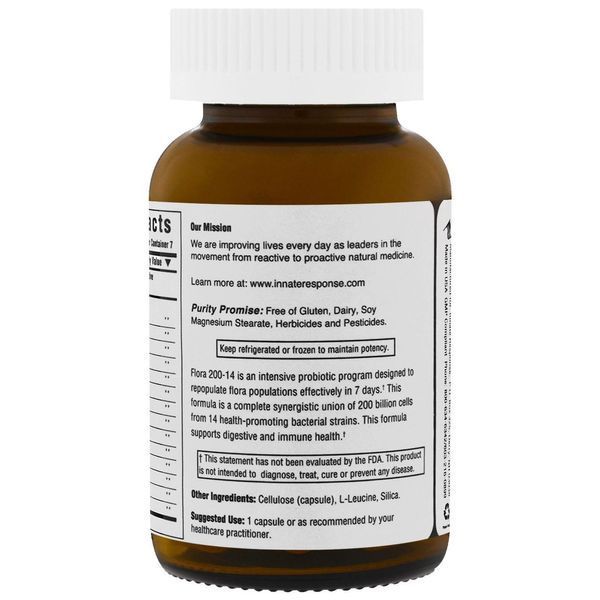 Innate Response Formulas, Флора 200-14, 7 дневная пробиотическая программа детоксикации, 7 капсул INN-40140 фото