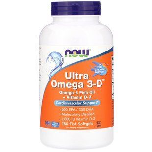 Now Foods, Ultra Omega 3-D, 180 Softgels NOW-01664 фото