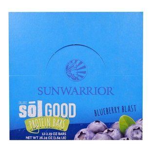 Sunwarrior, Хорошие Белковые батончики с Органической Солью, Взрыв Голубики, 12 батончиков, 2,19 унции каждый SUW-02126 фото