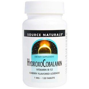 Source Naturals, HydroxoCobalamin Vitamin B12 Cherry Flavored Lozenge, 1mg, 120 tablets SNS-02655 фото