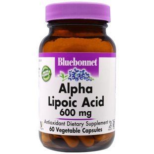 Bluebonnet Nutrition, Альфа-ліпоєва кислота, 600 мг, 60 капсул у рослинній оболонці BLB-00856 фото