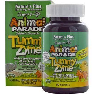 Natures Plus, Source of Life, Animal Parade, дитячі жувальні цукерки Tummy Zyme, зі смаком природних тропічних фруктів, 90 цукерок NAP-29947 фото