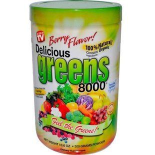 Greens World, Вкусная зелень 8000, ягодный вкус, 10,6 унций (300 г) GWI-05774 фото