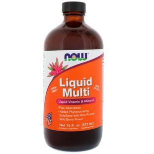 Мультиватамины Пищевая добавка Liquid Mult Now Foods i со вкусом диких ягод 16 жидких унций (473 мл) NOW-03773 фото