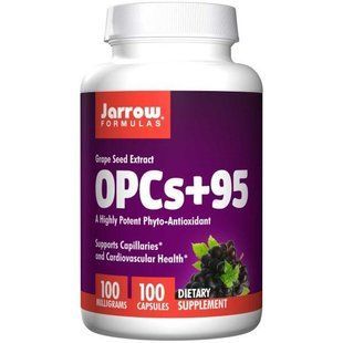 Jarrow Formulas, OPCs + 95, Екстракт насіння винограду, 100 мг, 100 капсул JRW-14020 фото
