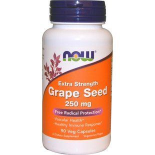 Now Foods, Виноградна кісточка, посилена, 250 мг, 90 капсул вегетаріанських NOW-03274 фото