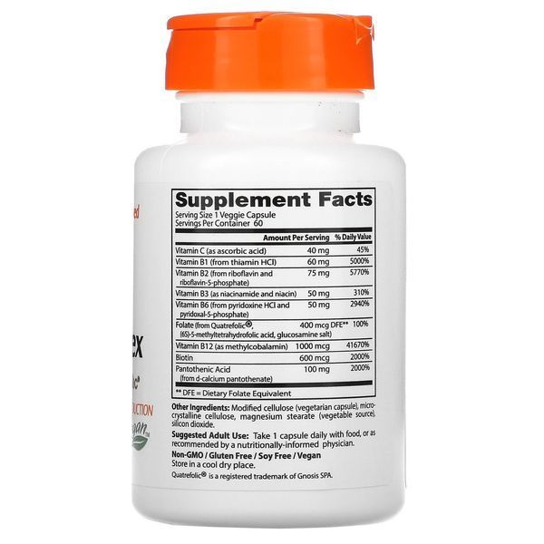 Витамины B комплекс активный с Quatrefolic Doctor's Best, 60 вегетарианских капсул DRB-00501 фото