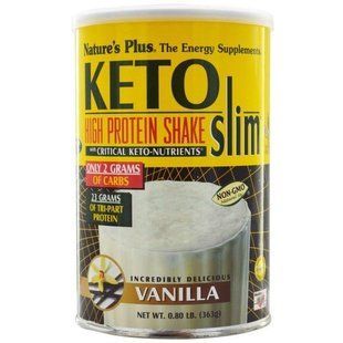 Natures Plus, Keto Slim, насыщенный протеиновый коктейль, ваниль, 0,80 фунта (363 г) NAP-47351 фото
