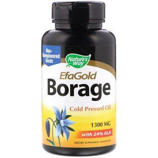 Natures Way, EFAGold, огуречник аптечный, 1300 мг, 60 мягких желатиновых капсул NWY-15413 фото