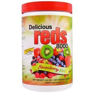Greens World, Вкусные красные 8000, клубника и киви, 10,6 унций (300 г) GWI-13058 фото