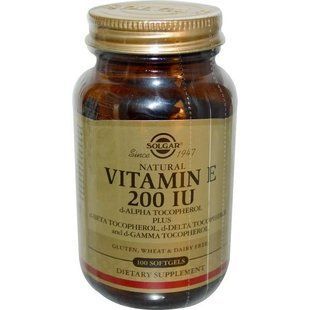 Solgar, Vitamin E, Mixed Tocopherols, 200 IU, 100 Softgels SOL-03501 фото