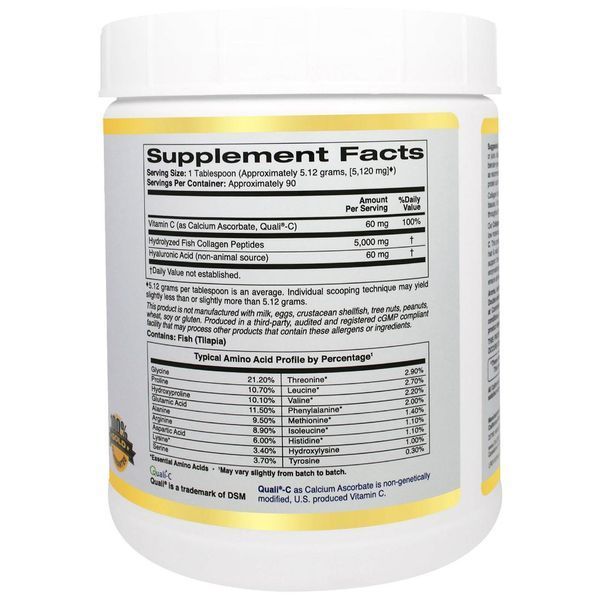 California Gold Nutrition, CollagenUP&trade; 5000, Marine-Sourced Collagen Peptides + Hyaluronic Acid & Vitamin C, 16,26 унцій (461 г) CGN-01032 фото