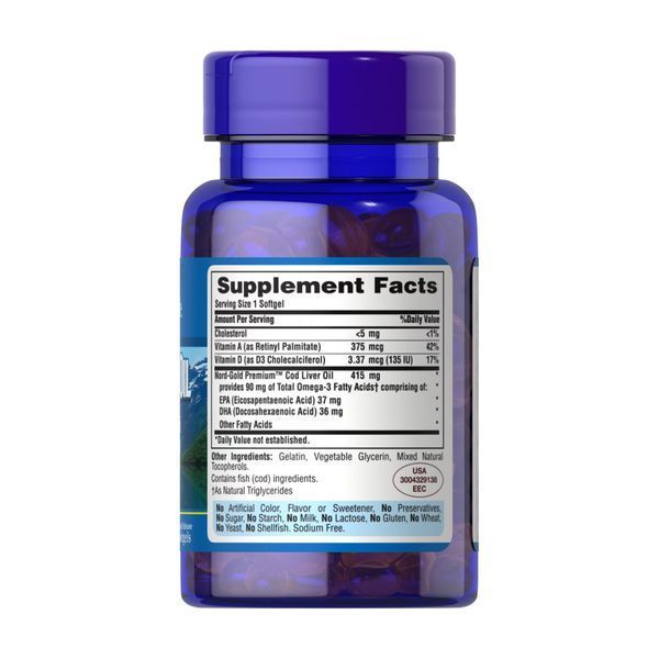 Cod Liver Oil 415 mg - 100 softgels 2023-10-2467 фото