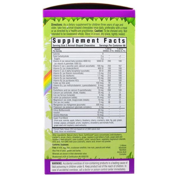Bluebonnet Nutrition Super Earth Rainforest Animalz продукты серии Whole Food вишня 180шт BLB-00187 фото