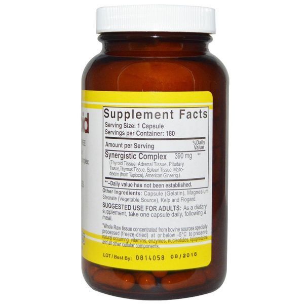 Концентрат щитовидної залози, Raw Thyroid, Natural Sources, 180 капсул NSI-40000 фото