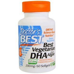 Doctors Best, Рослинна ДГК (Best Vegetarian DHA), з морських водоростей, 200 мг, 60 рослинних таблеток DRB-00296 фото