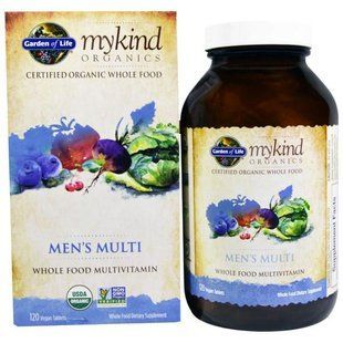 Garden of Life, MyKind Organics, мультивитамины для мужчин, цельный мультивитамин, 120 растительных таблеток GOL-11765 фото