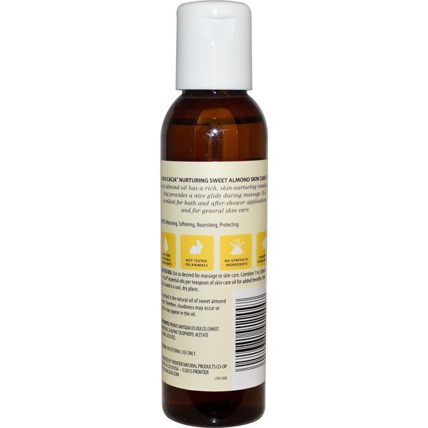 Aura Cacia, Натуральное масло для ухода за кожей с витамином Е, Питательное масло сладкого миндаля, 4 жидких унции (118 мл) AUR-91144 фото