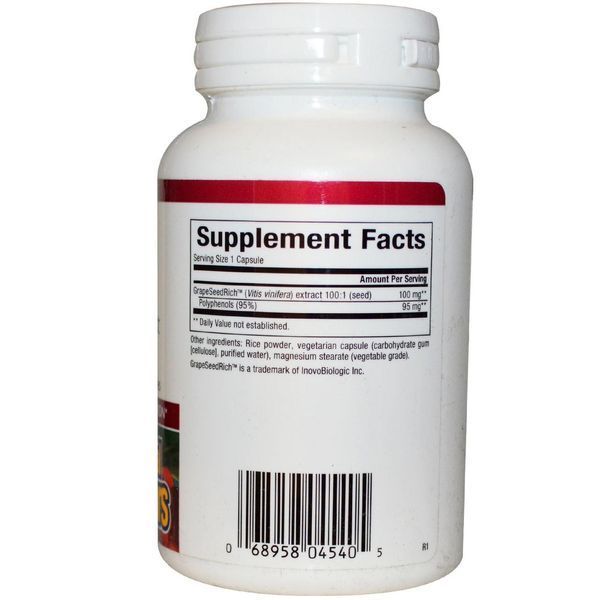 Natural Factors, GrapeSeedRich, экстракт семян винограда, 120 капсул на растительной основе NFS-04540 фото