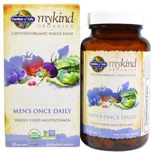 Garden of Life, MyKind Organics, для мужчин, раз в день, цельнопищевой мультивитамин, 60 веганских таблеток GOL-11767 фото