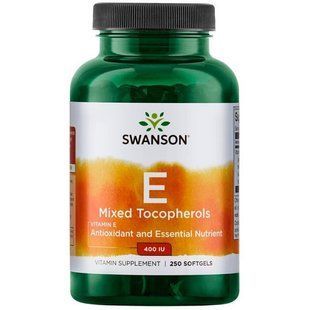 Витамин Е (Vitamin E) токоферолы Tocopherols Swanson Витамин Е 400 ME Mix 250капс. SW152 фото