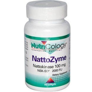 Nutricology, NattoZyme, наттокиназа, 100 мг, 60 гельових капсул ARG-55370 фото