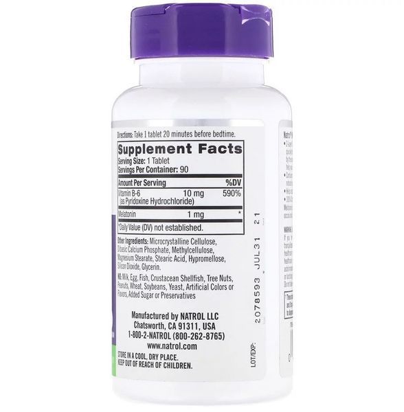 Natrol, Мелатонін TR, повільне вивільнення, 1 мг, 90 таблеток NTL-00467 фото