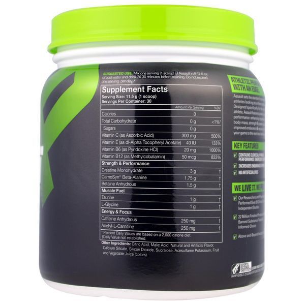 Muscle Pharm, Assault Energy & Strength, Strawberry Ice 12.17 oz (0.76 lbs) (345 g) MSF-04561 фото