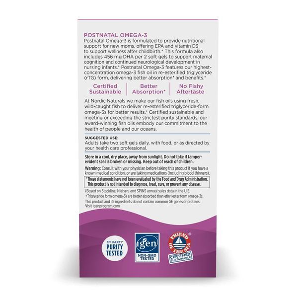 Postnatal Omega-3 - 60 softgels 2023-10-5966 фото