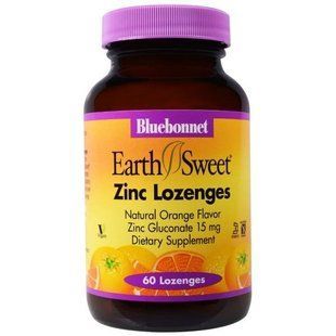 Bluebonnet Nutrition, EarthSweet, цинковые пастилки, натуральный апельсиновый ароматизатор, 60 пастилок BLB-00745 фото