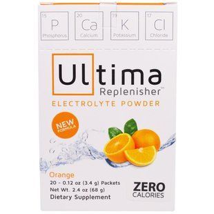 Ultima Health Products, Предельный восполнитель, порошок электролитов с апельсиновым вкусом, 20 пакетиков по 0,12 унции (3,4 г) UHP-00011 фото