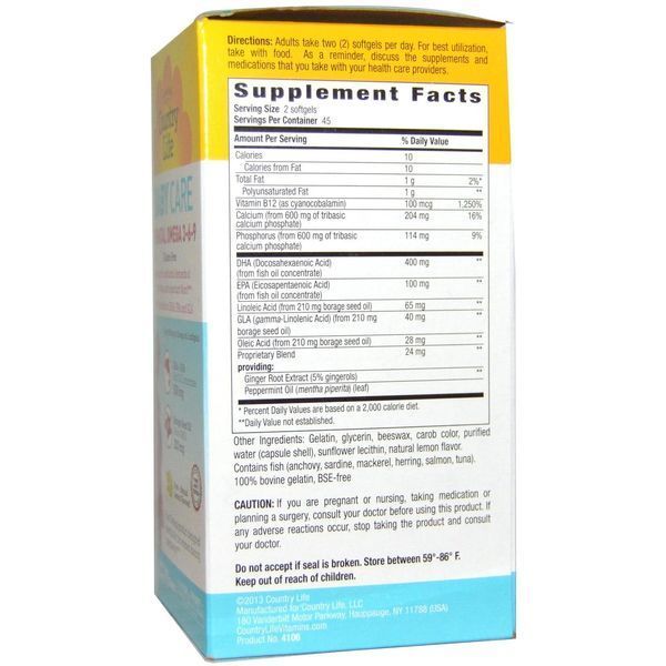 Country Life, Baby Care, Пренатальная Омега 3-6-9, лимон, 90 гелевых капсул CLF-04106 фото