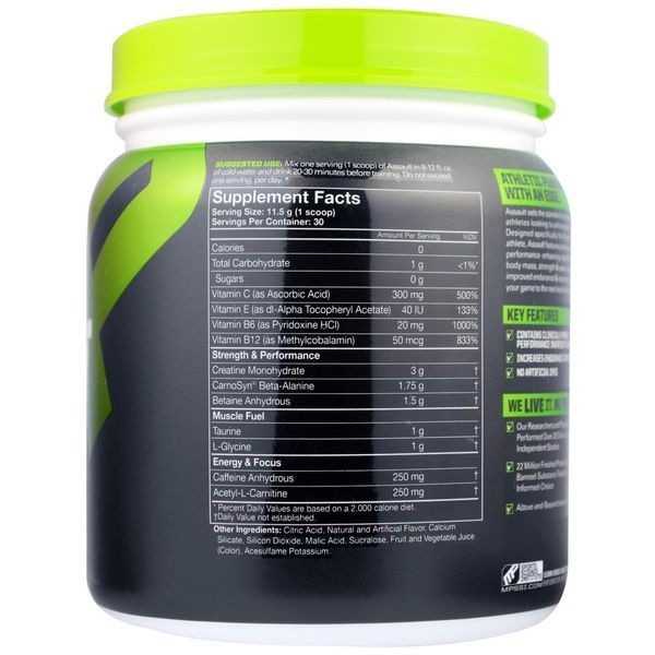 Muscle Pharm, Натиск энергии + сила, Голубая малина, 12,17 унции (345 г) MSF-04581 фото