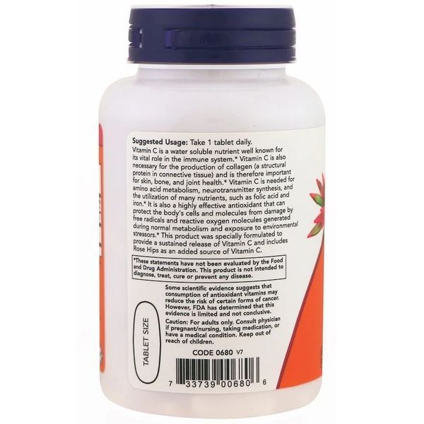 Витамин С - 1000 (Vitamin C - 1000) Now Foods, Витамин C-1000, 100 таблеток NOW-00680 фото