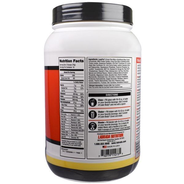 Labrada Nutrition, Стройное тело, коктейль для замены еды, ваниль, 2,47 кг (1120 г) LAB-11273 фото