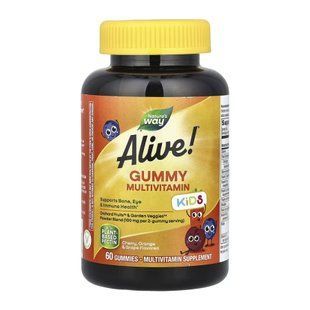 Alive! Children's Gummy Multivitamin, Gluten Free, Made with Pectin - 60 Gummies (Пошкоджена етикетка) 2024-11-0055 фото
