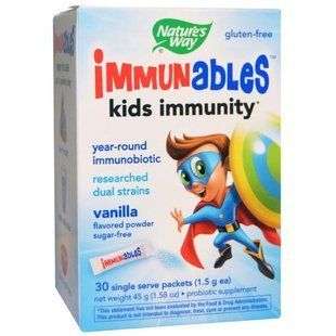 Natures Way, Immunables, детский иммунитет, порошок со вкусом ванили, 30 пакетиков, 1,5 г каждый NWY-10521 фото