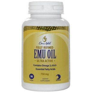 Emu Gold, Полностью рафинированное ультра активное масло Эму, 750 мг, 90 мягких гелевых капсул EMU-77057 фото