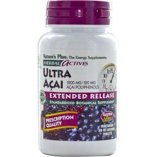 Natures Plus, Herbal Actives, Ультра Асаї, з подовженим вивільненням, 1200 мг, 30 таблеток двухшарових NAP-07305 фото