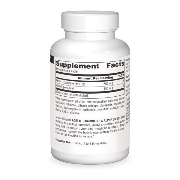 Acetyl L-Carnitine & Alpha-Lipoic Acid 650 mg - 30 tabs 2023-10-6608 фото
